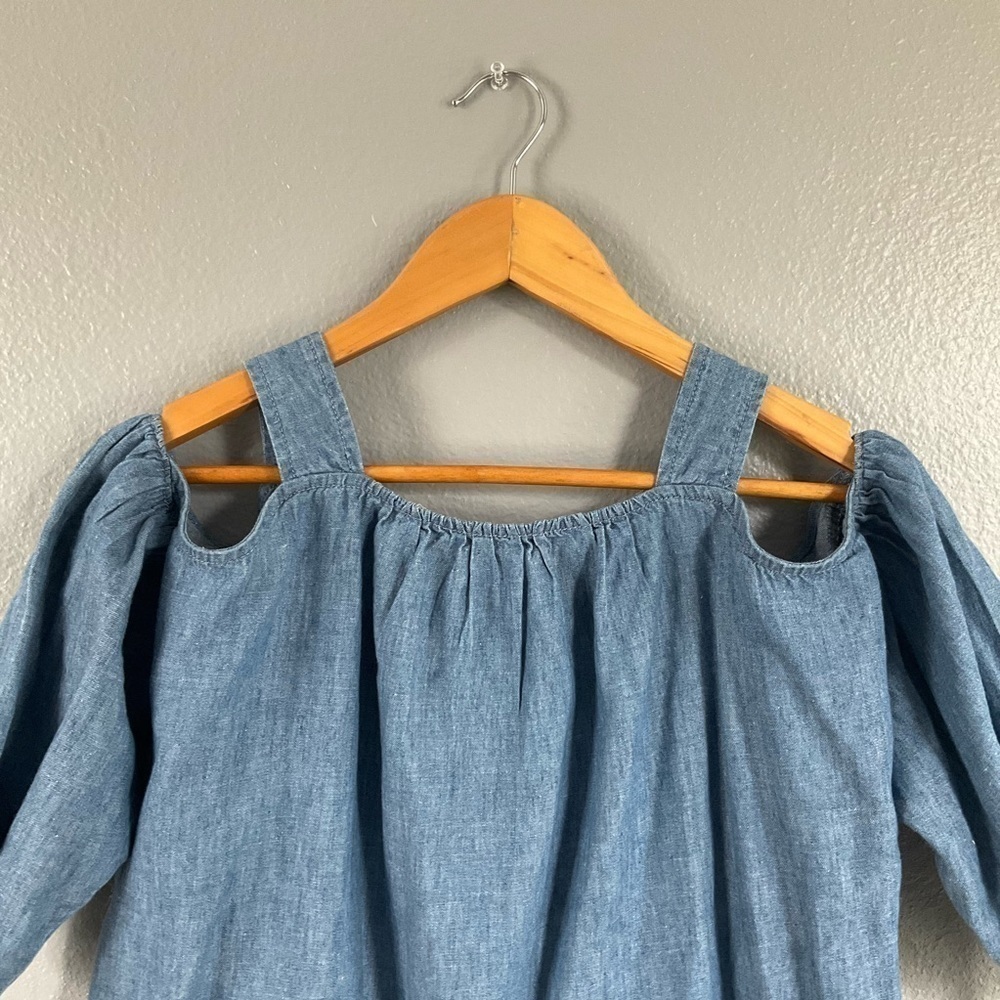Madewell Cold Shoulder Linen Chambray Top size XS light weight T167 - Picture 3 of 7